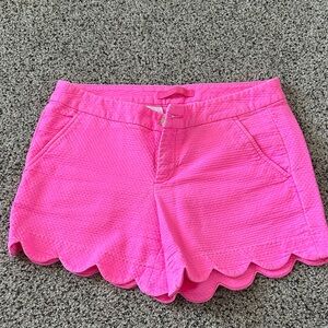 Lilly Pulitzer Vibrant Pink Scalloped High Waist Shorts